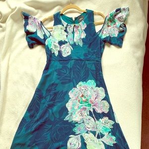 Maeve teal floral cocktail dress